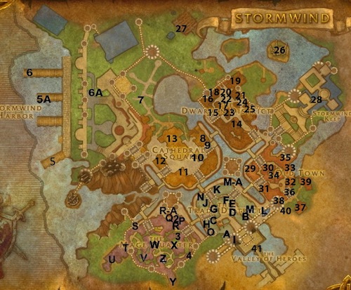 A Detailed Map Of Stormwind Vendors And Trainers