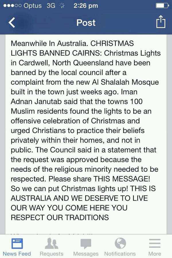 council in cairns has agreed to ban christmas lights